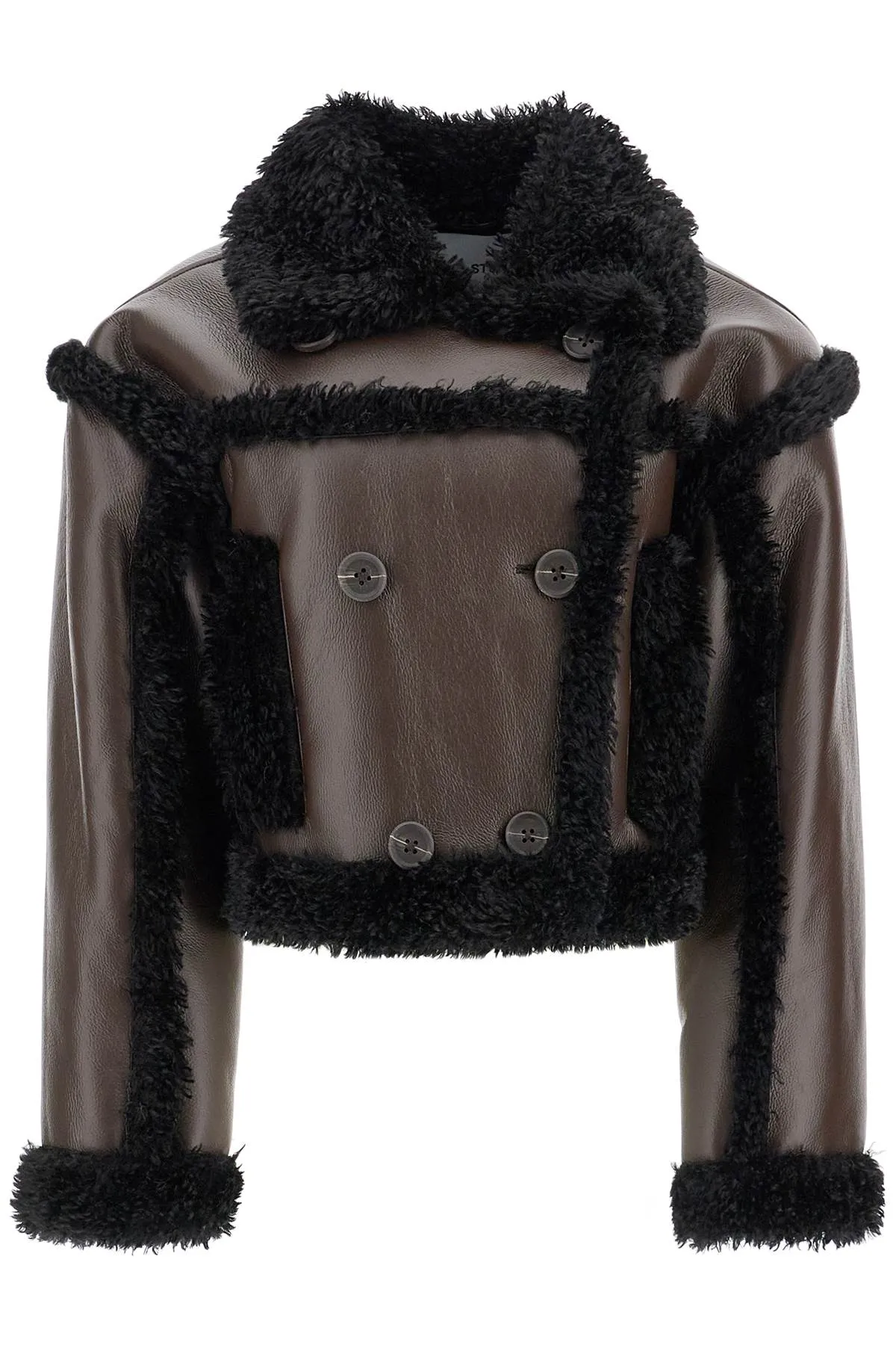 'cropped faux leather jacket kristy 61090 9010 DARK BROWN/BLACK