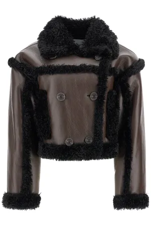 'cropped faux leather jacket kristy 61090 9010 DARK BROWN/BLACK