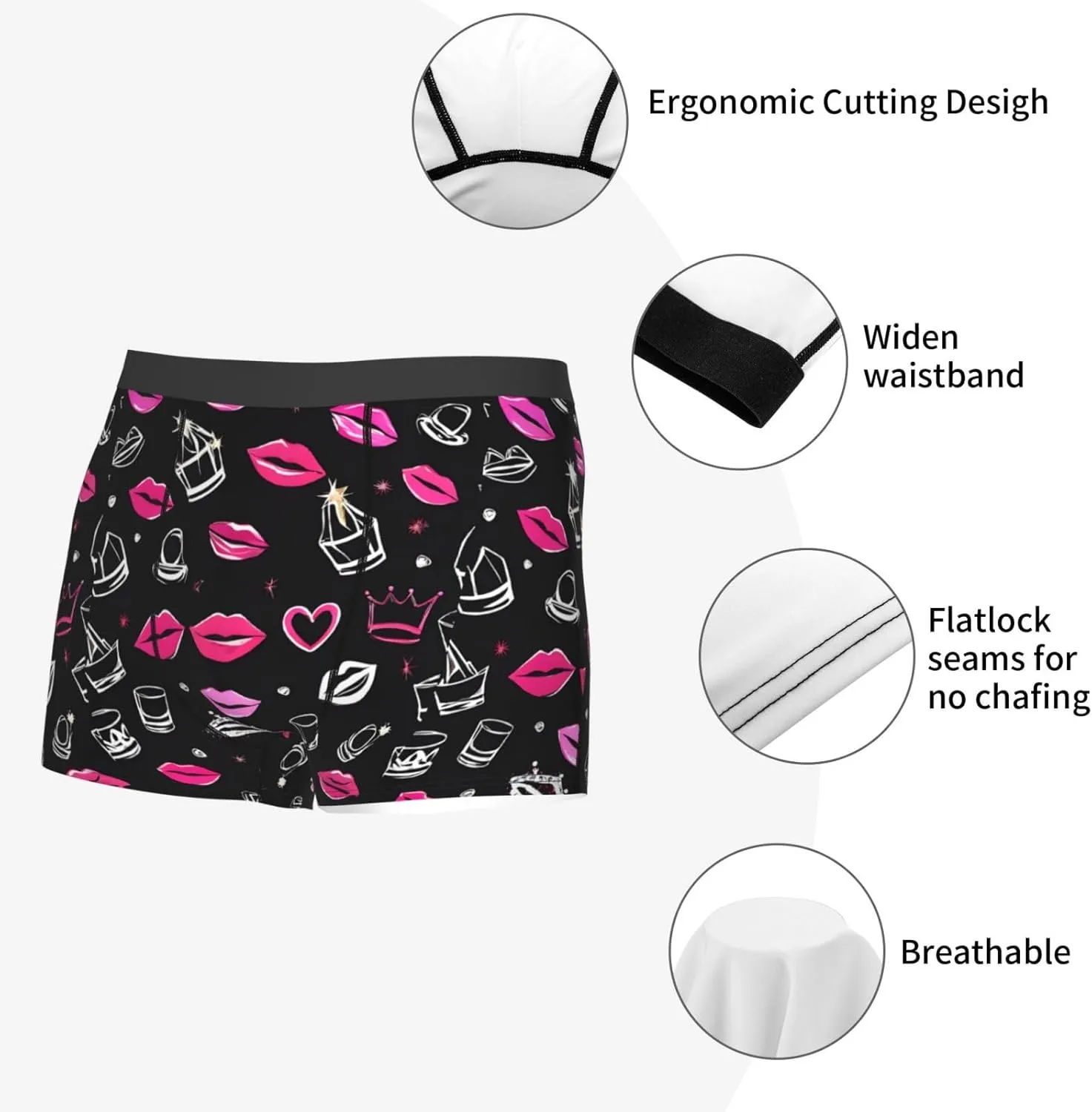 (Crown And Lips) - Men'S Boxer Briefs, Breathable & Moisture-Wicking, Comfort Fit For All-Day Wear