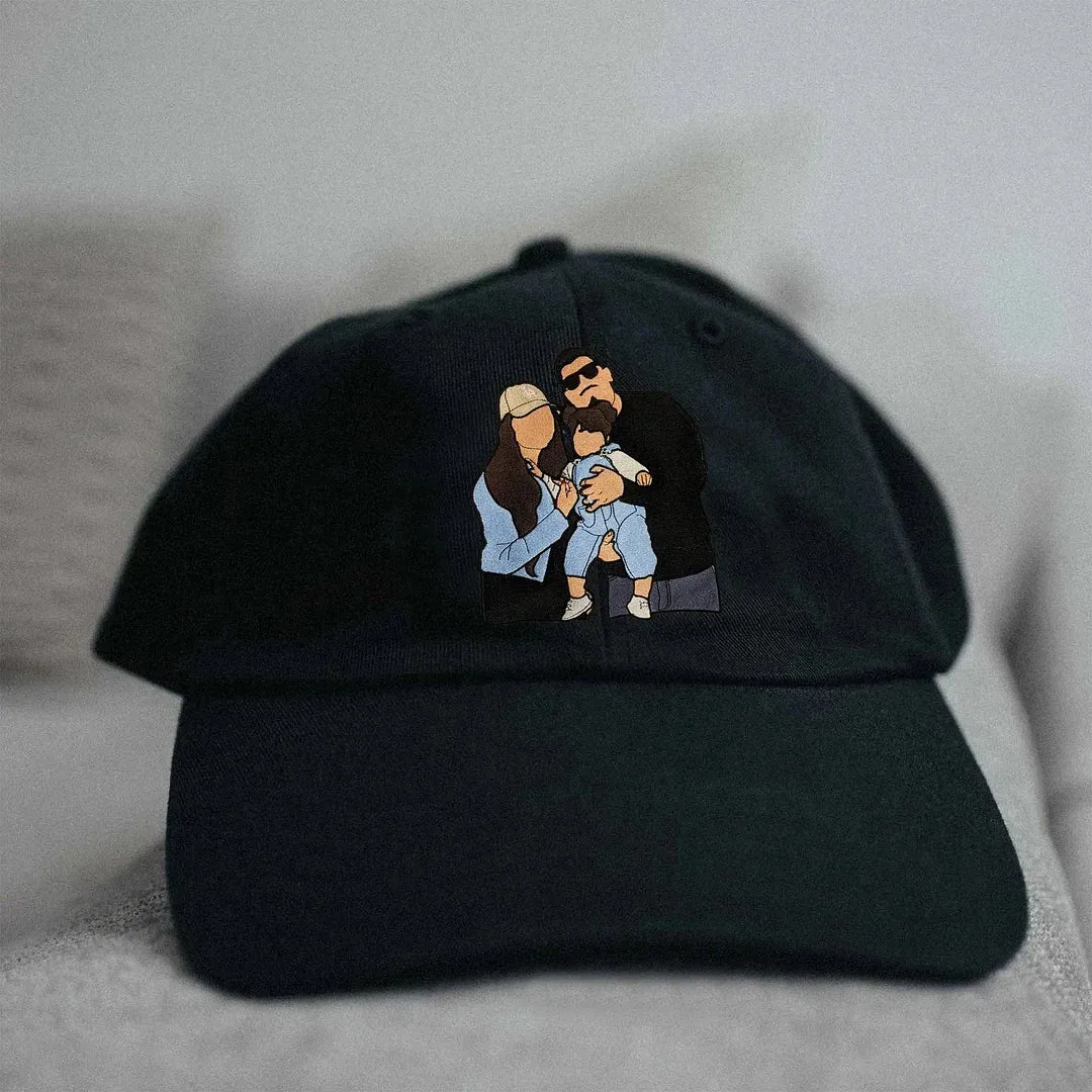 Custom Full Color Embroidered Hats Portrait Family Family Gifts