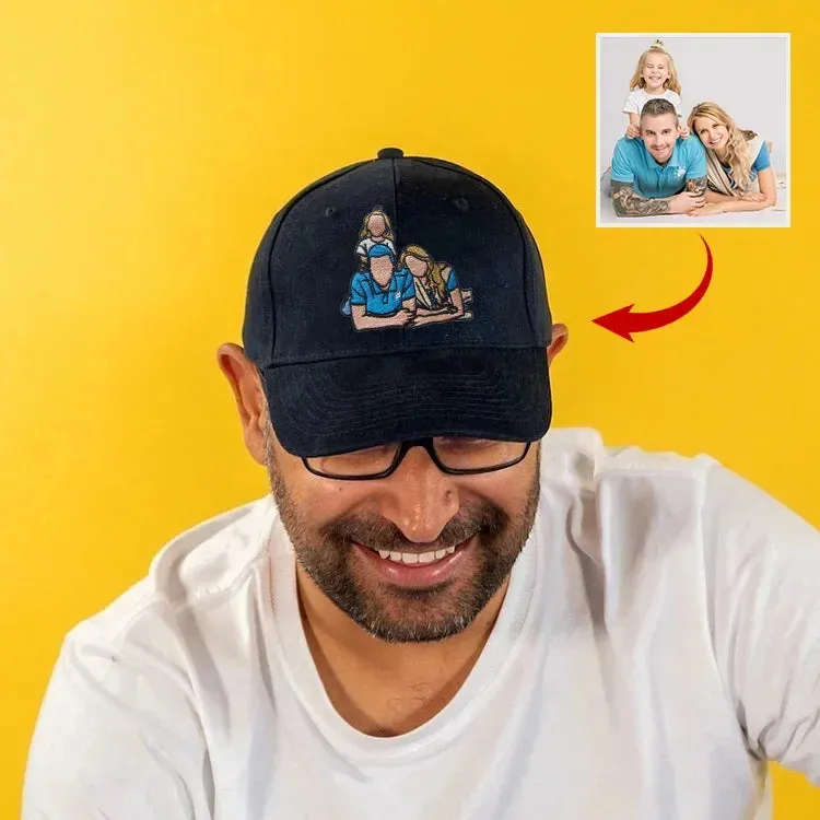 Custom Full Color Embroidered Hats Portrait Family Family Gifts
