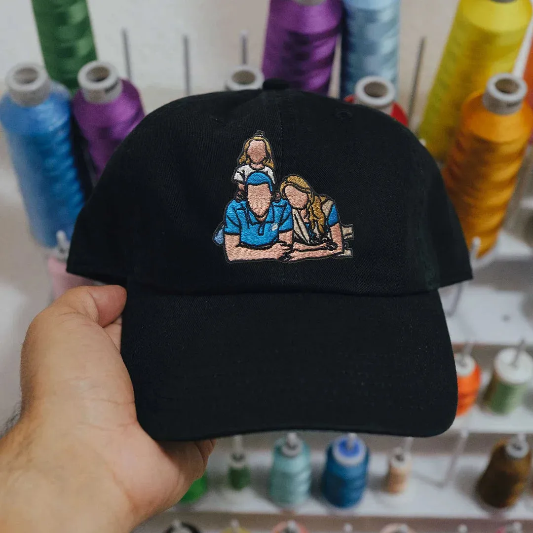 Custom Full Color Embroidered Hats Portrait Family Family Gifts