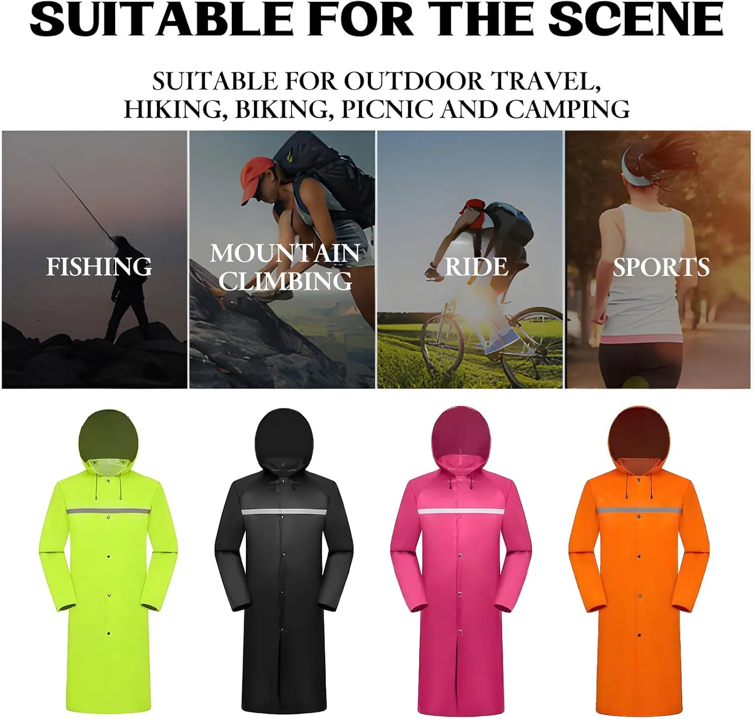 Custom Mens Long Hooded Safety Reflective Rain Jacket Waterproof Construction Raincoat Add Text/Image for Men Adults