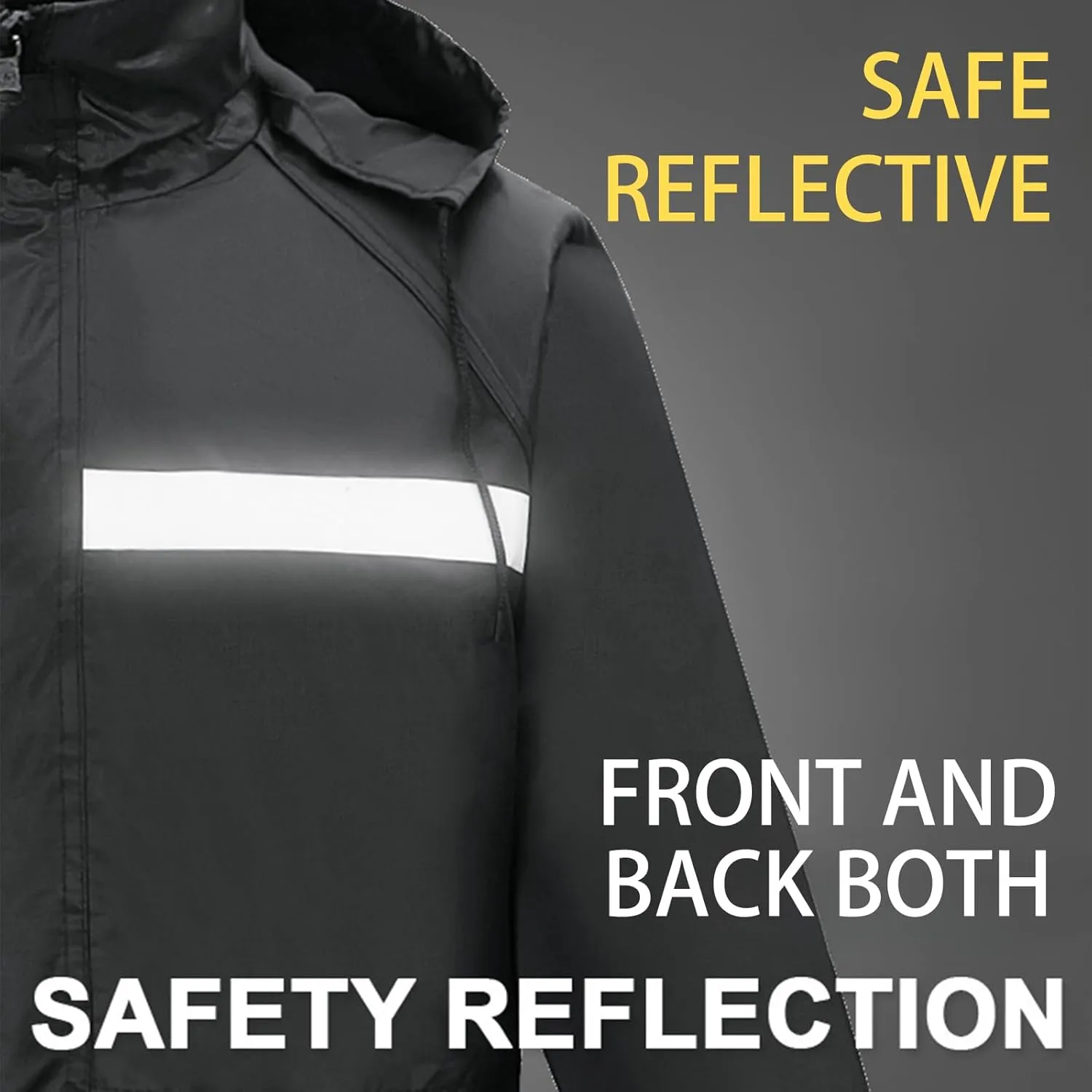 Custom Mens Long Hooded Safety Reflective Rain Jacket Waterproof Construction Raincoat Add Text/Image for Men Adults