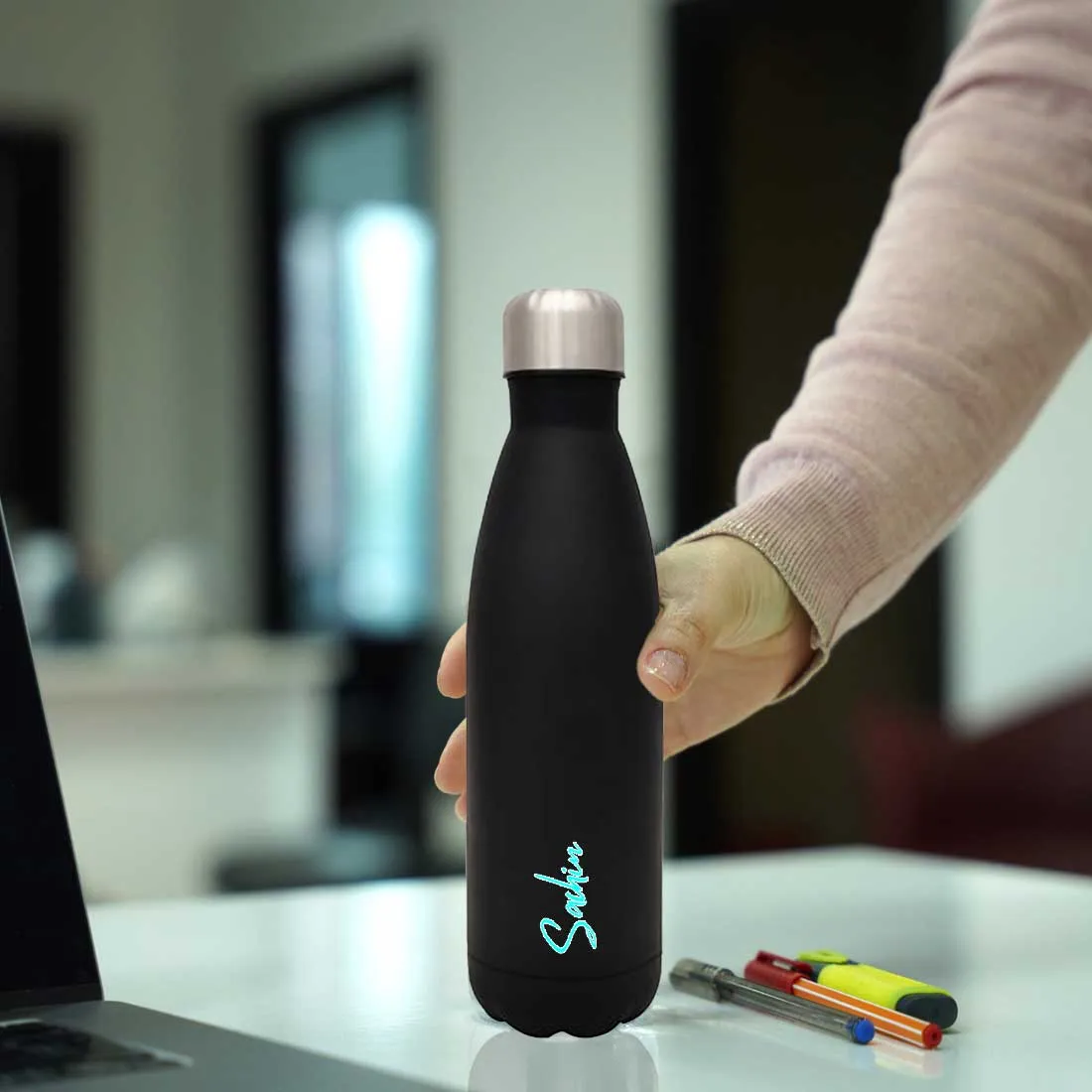 Customized Bottle with Name - Stainless Steel Insulated Cola Shape Water Bottle