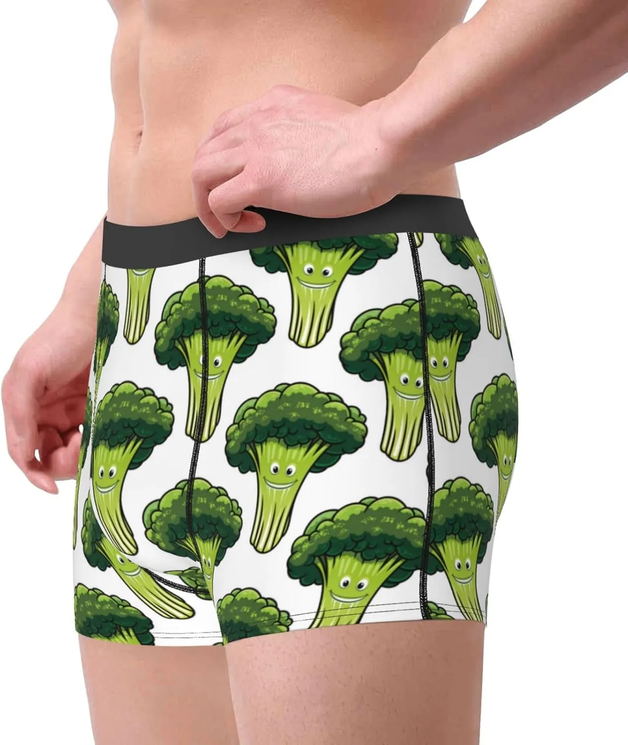 Cute Broccoli Print Boxer Briefs For Men Breathable Underwear-