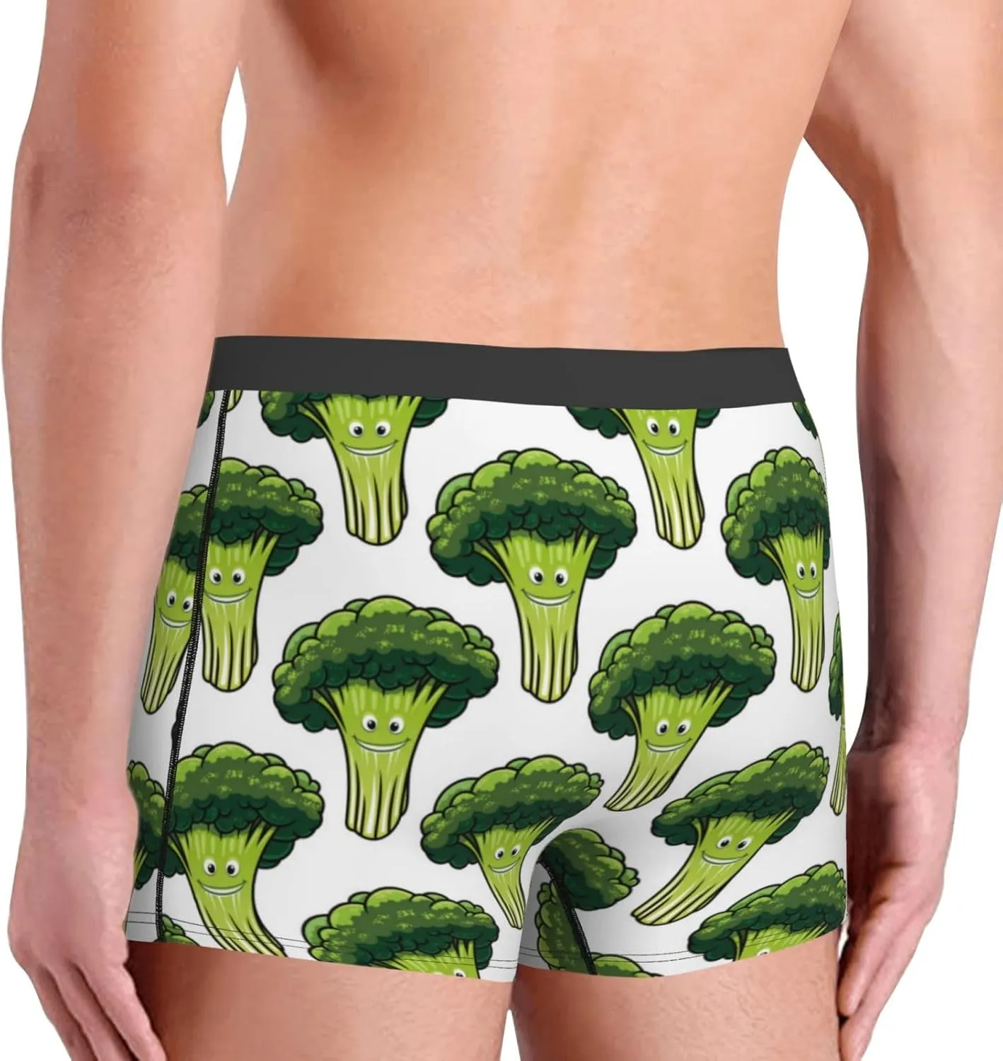 Cute Broccoli Print Boxer Briefs For Men Breathable Underwear-
