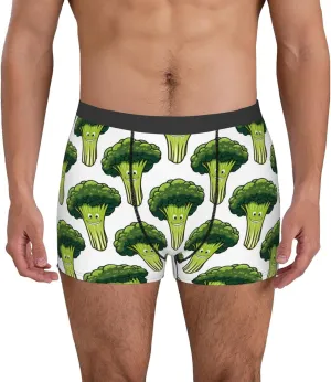 Cute Broccoli Print Boxer Briefs For Men Breathable Underwear-