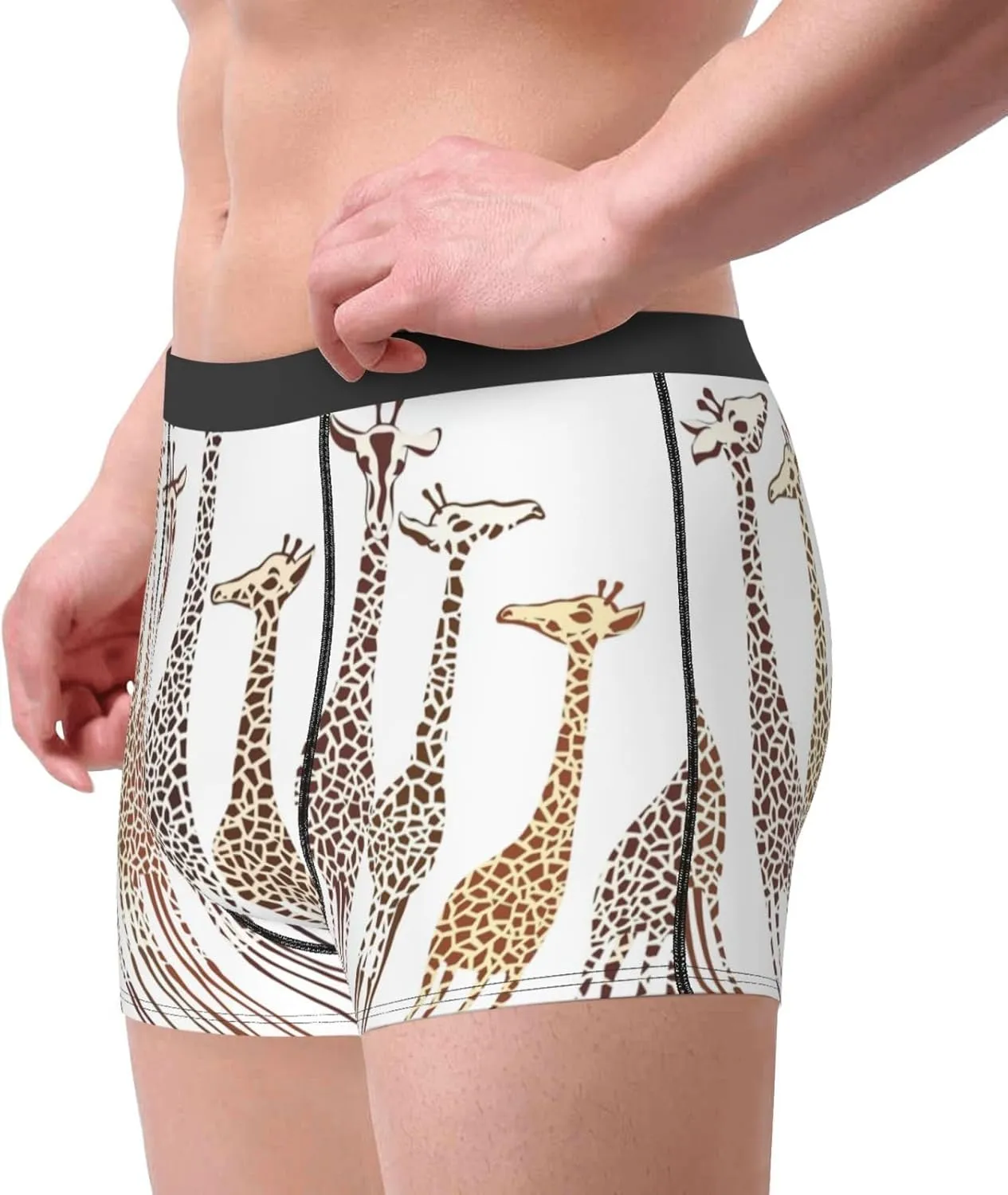 Cute Cartoon Funny Giraffes Boxer Briefs, Moisture Wicking & Breathable,Underwear for Men