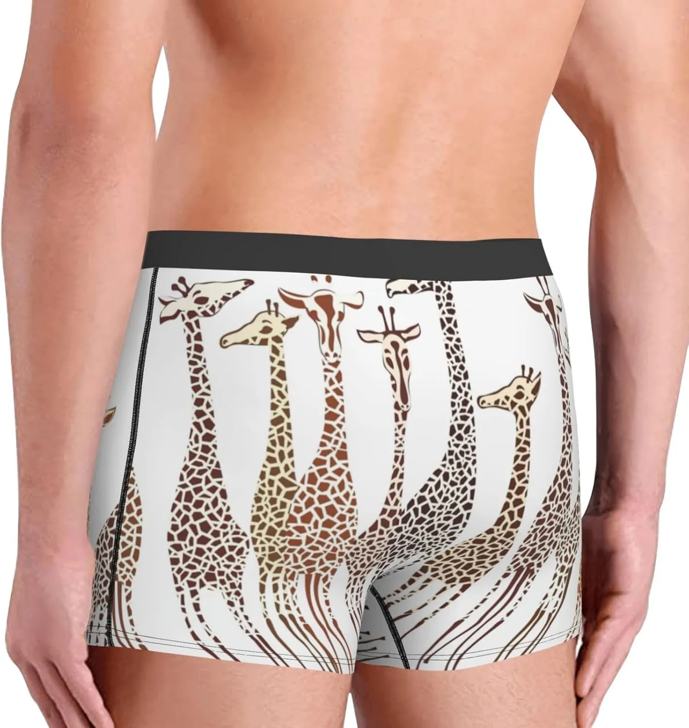 Cute Cartoon Funny Giraffes Boxer Briefs, Moisture Wicking & Breathable,Underwear for Men