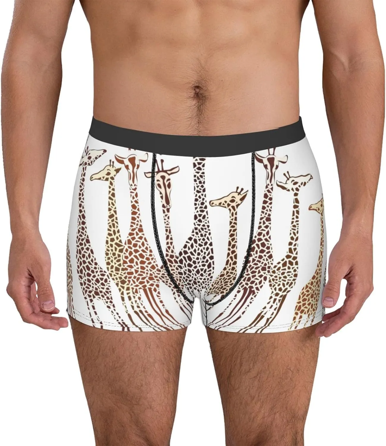 Cute Cartoon Funny Giraffes Boxer Briefs, Moisture Wicking & Breathable,Underwear for Men