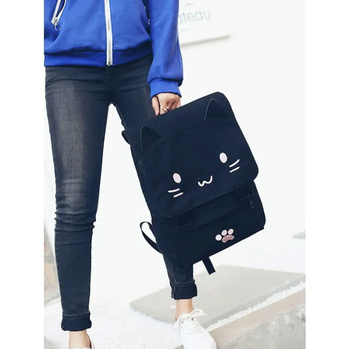 Cute Cat Paw College Black Backpacks