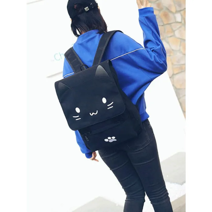 Cute Cat Paw College Black Backpacks
