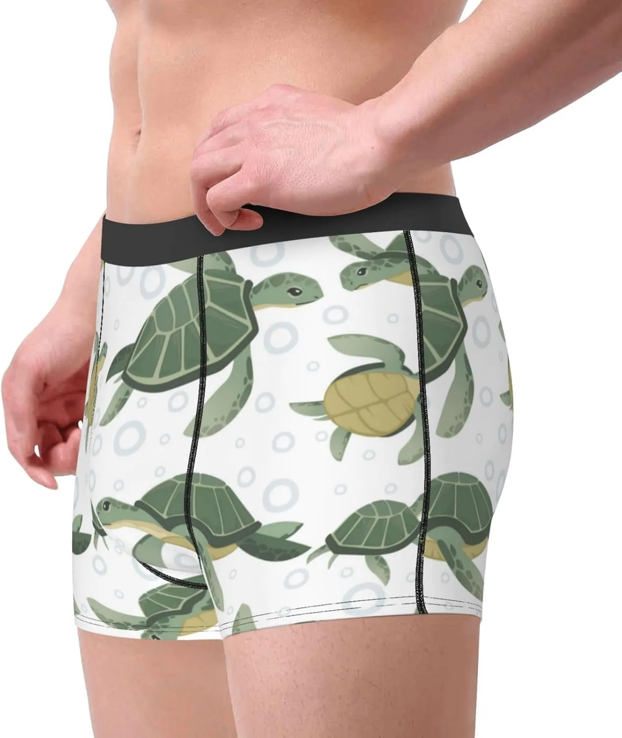 Cute Turtle Print Boxer Briefs For Men Breathable Underwear-