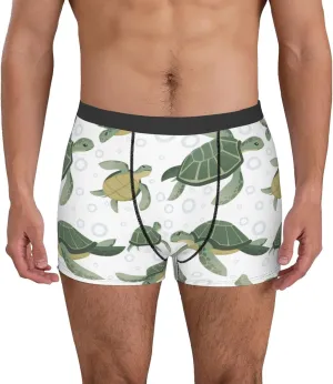Cute Turtle Print Boxer Briefs For Men Breathable Underwear-
