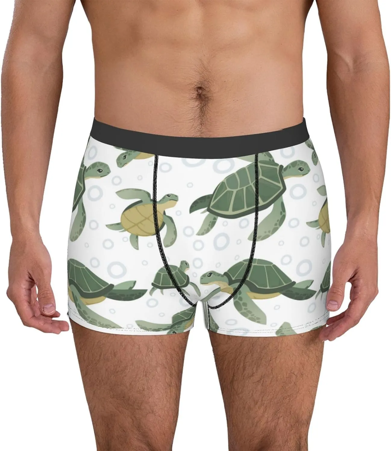 Cute Turtle Print Boxer Briefs For Men Breathable Underwear-