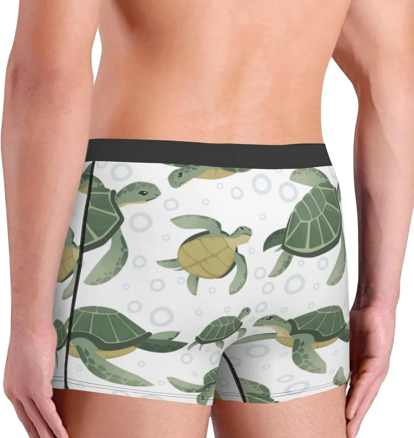 Cute Turtle Print Boxer Briefs For Men Breathable Underwear-
