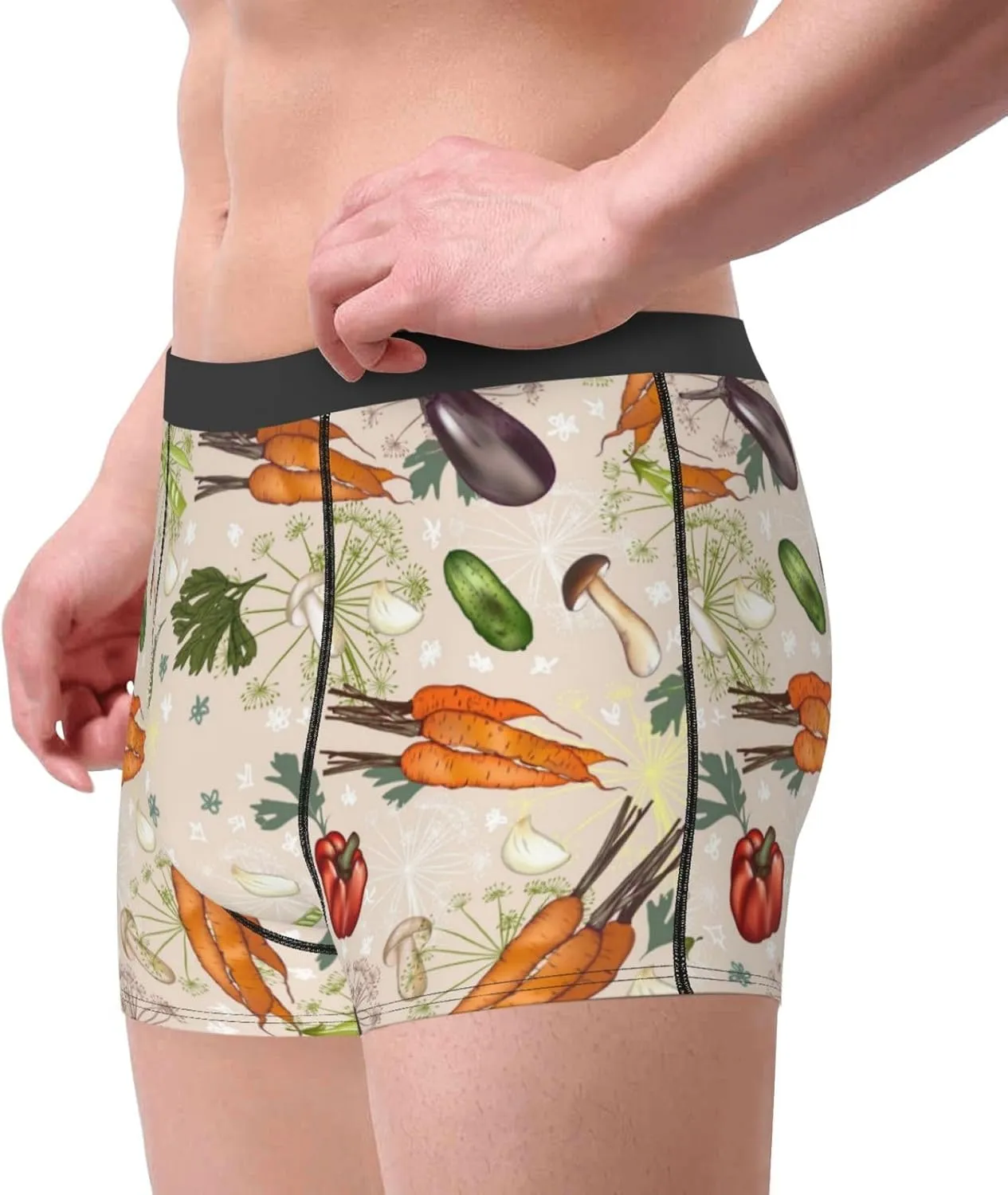 Cute Vegetables Print Boxer Briefs For Men Breathable Underwear-