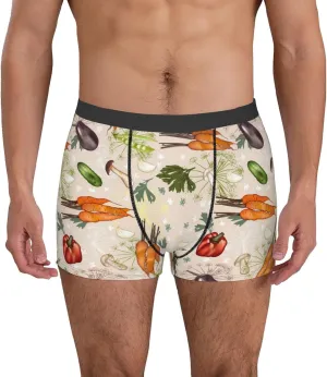 Cute Vegetables Print Boxer Briefs For Men Breathable Underwear-