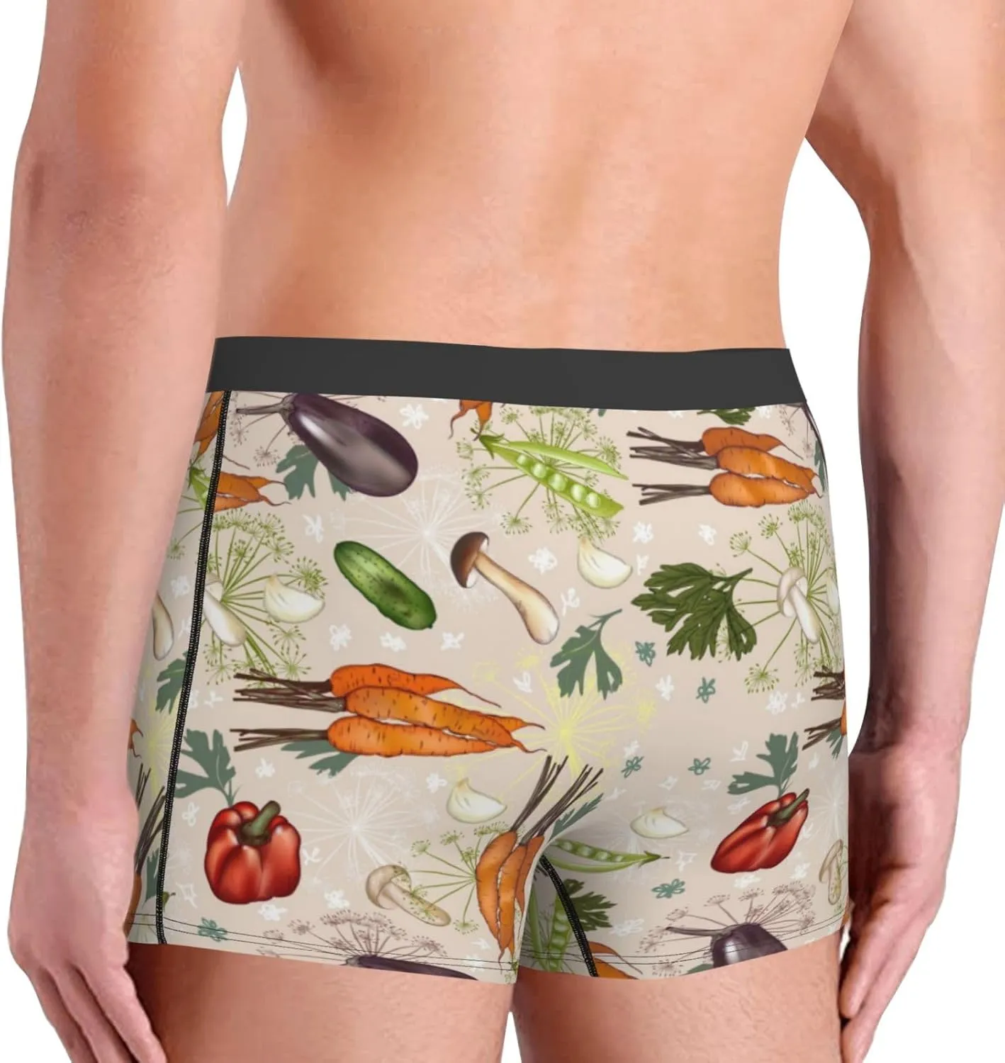 Cute Vegetables Print Boxer Briefs For Men Breathable Underwear-