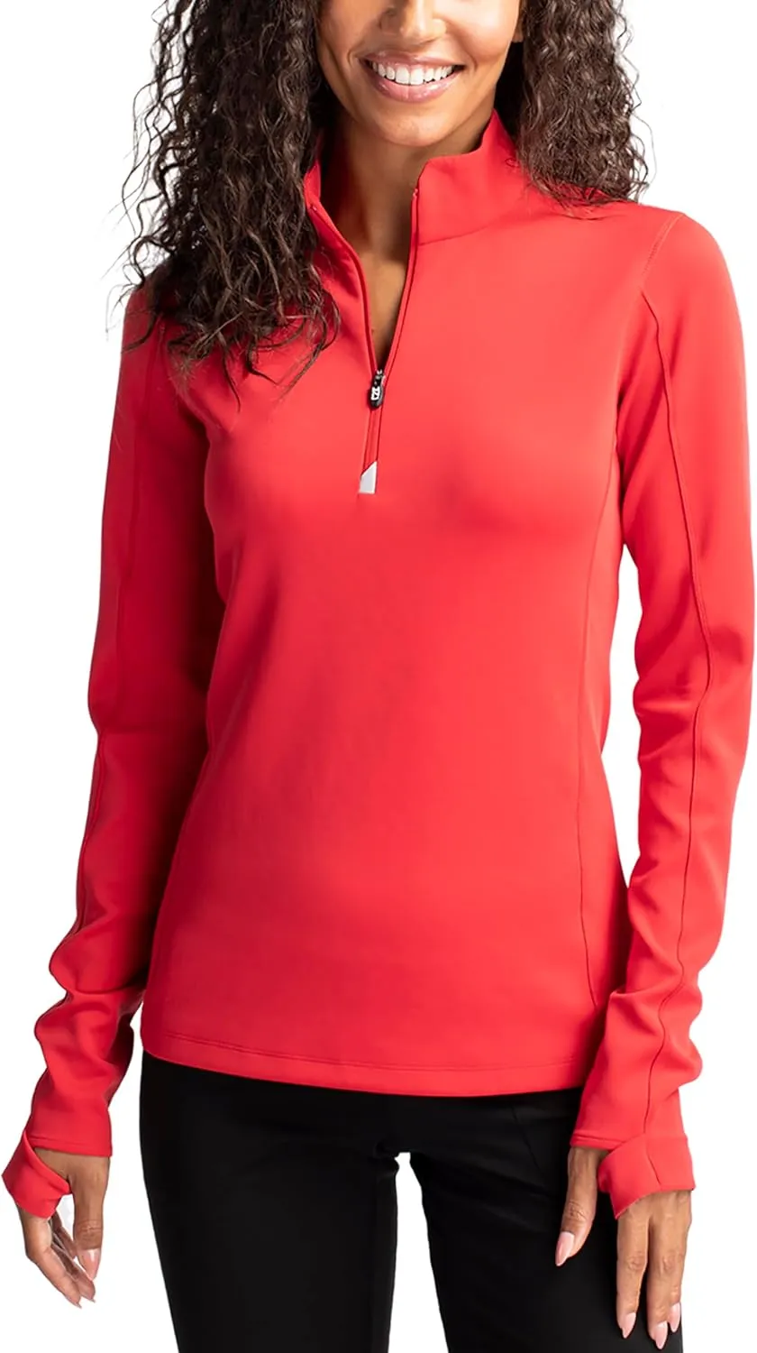 Cutter & Buck Women's Moisture Wicking UPF 50  Stretch Traverse Half Zip Pullover