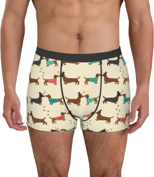 Dachshund Dog Print Boxer Briefs For Men Breathable Underwear-