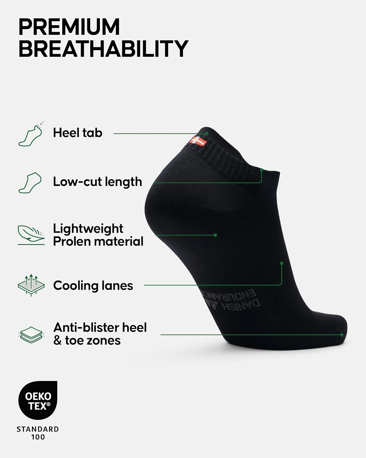 DANISH ENDURANCE Low-Cut Athletic Socks, Moisture Wicking, Men & Women, 5-Pack