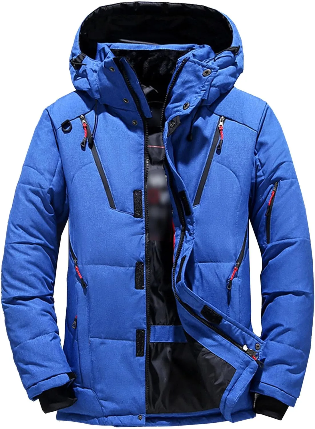 DGHM-JLMY Men Multi-Pocket Winter Outdoor Hooded Down Jacket Cargo Down Coat Detachable Hooded Thickened Down Puffer Jacket