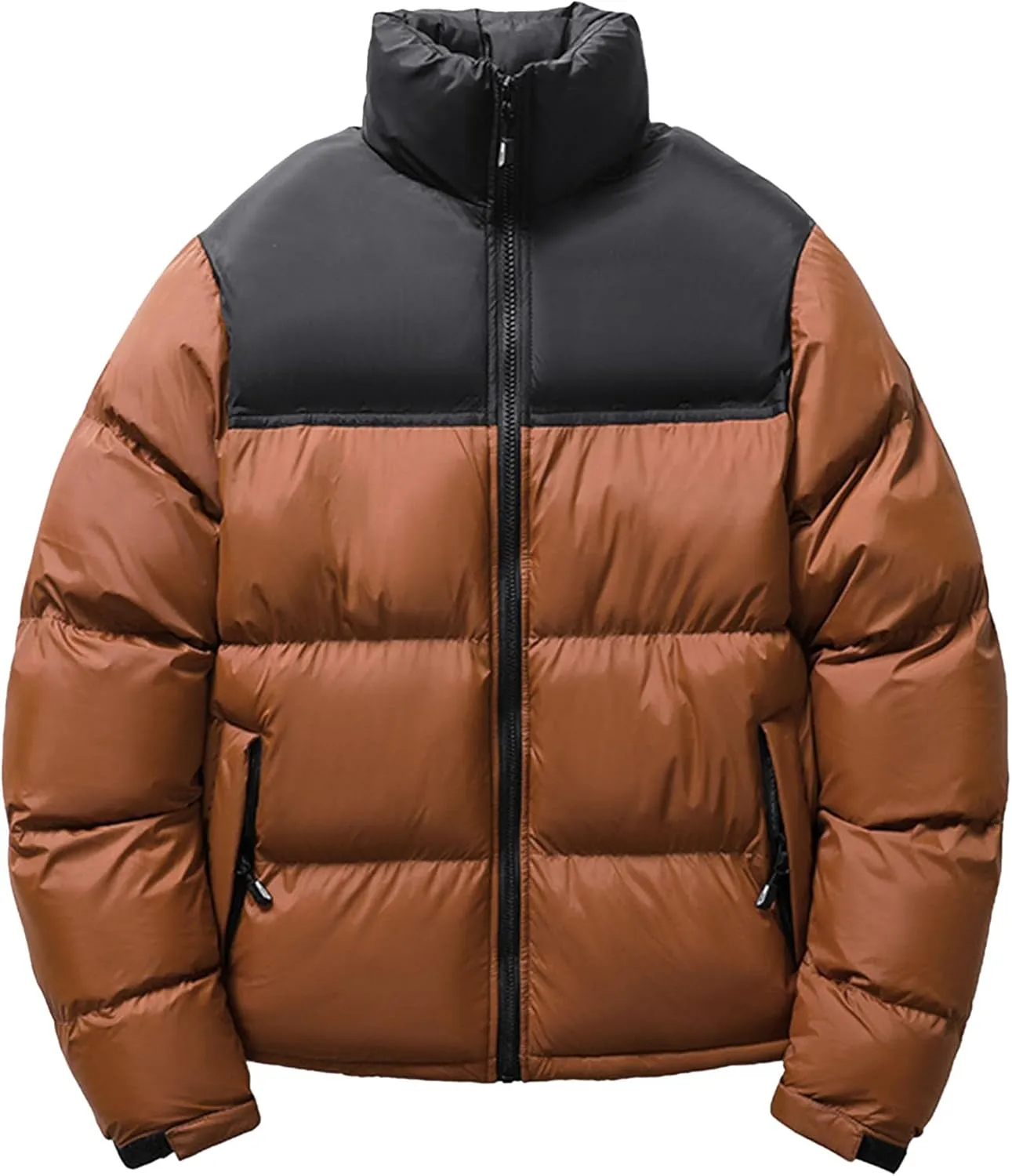 DGHM-JLMY Men's Winter Warm Thicken Coat Quilted Bubble Down Puffer Jacket zipper Stand Collar Short Down Jackets