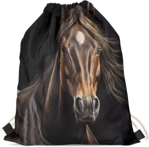 doginthehole Animal Horse Printed Durable Drawstring Bags Teenager Backpacks