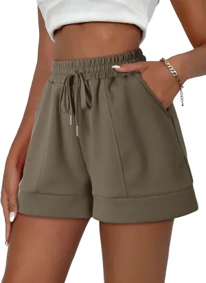 Dokotoo Women's Air Layer Casual Comfy Moisture Wicking Drawstring Shorts with Pockets