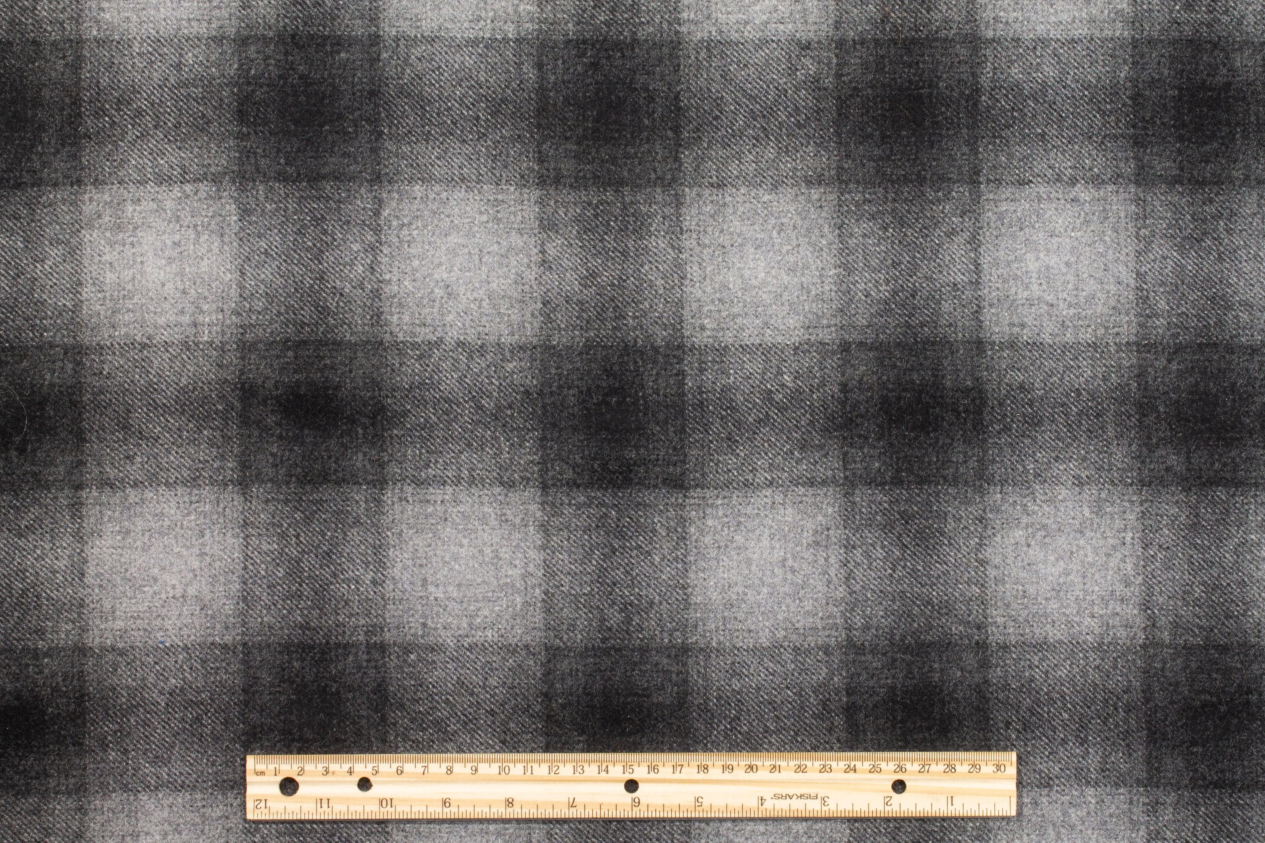 Double Faced Washed Gray Plaid Wool