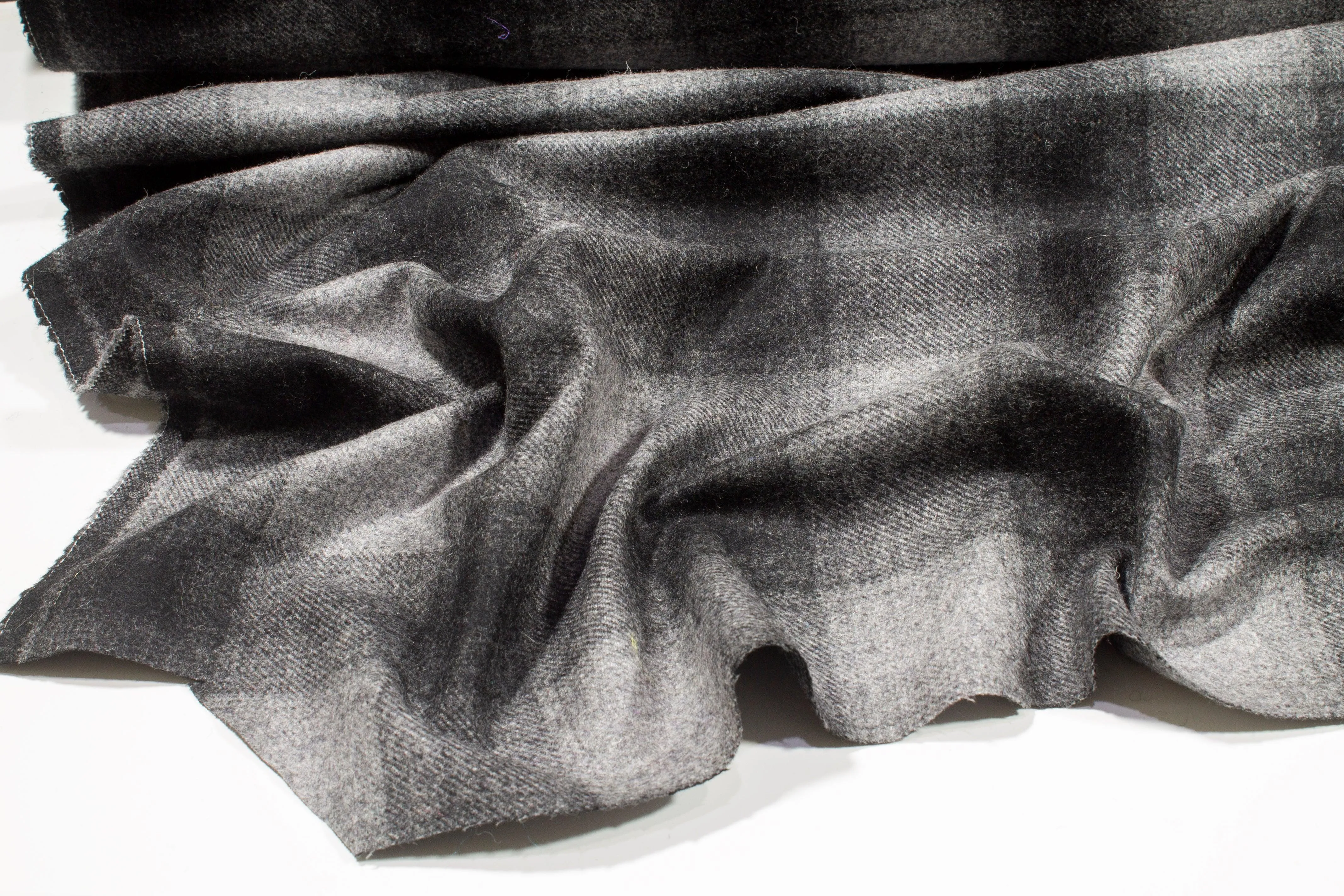 Double Faced Washed Gray Plaid Wool