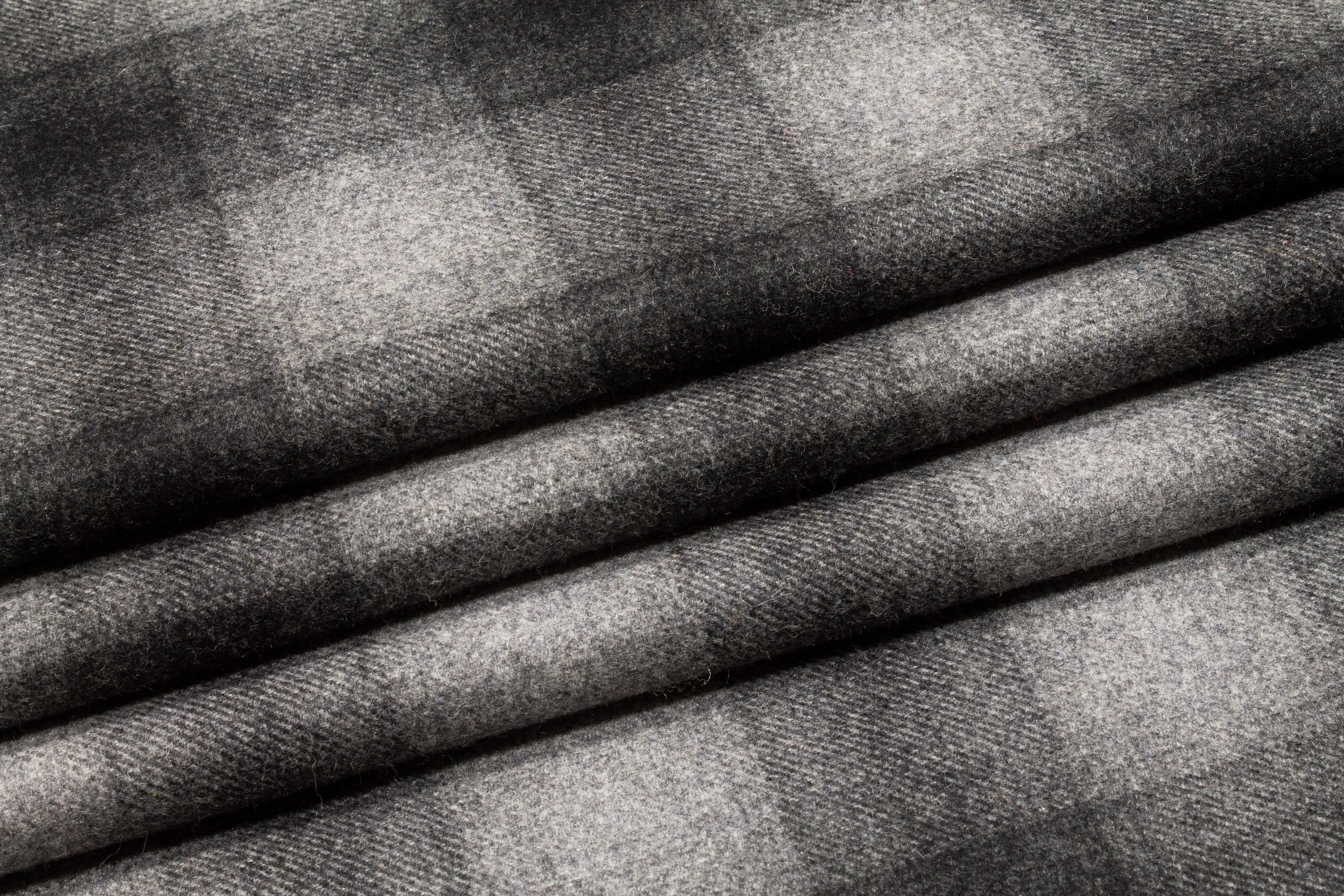 Double Faced Washed Gray Plaid Wool