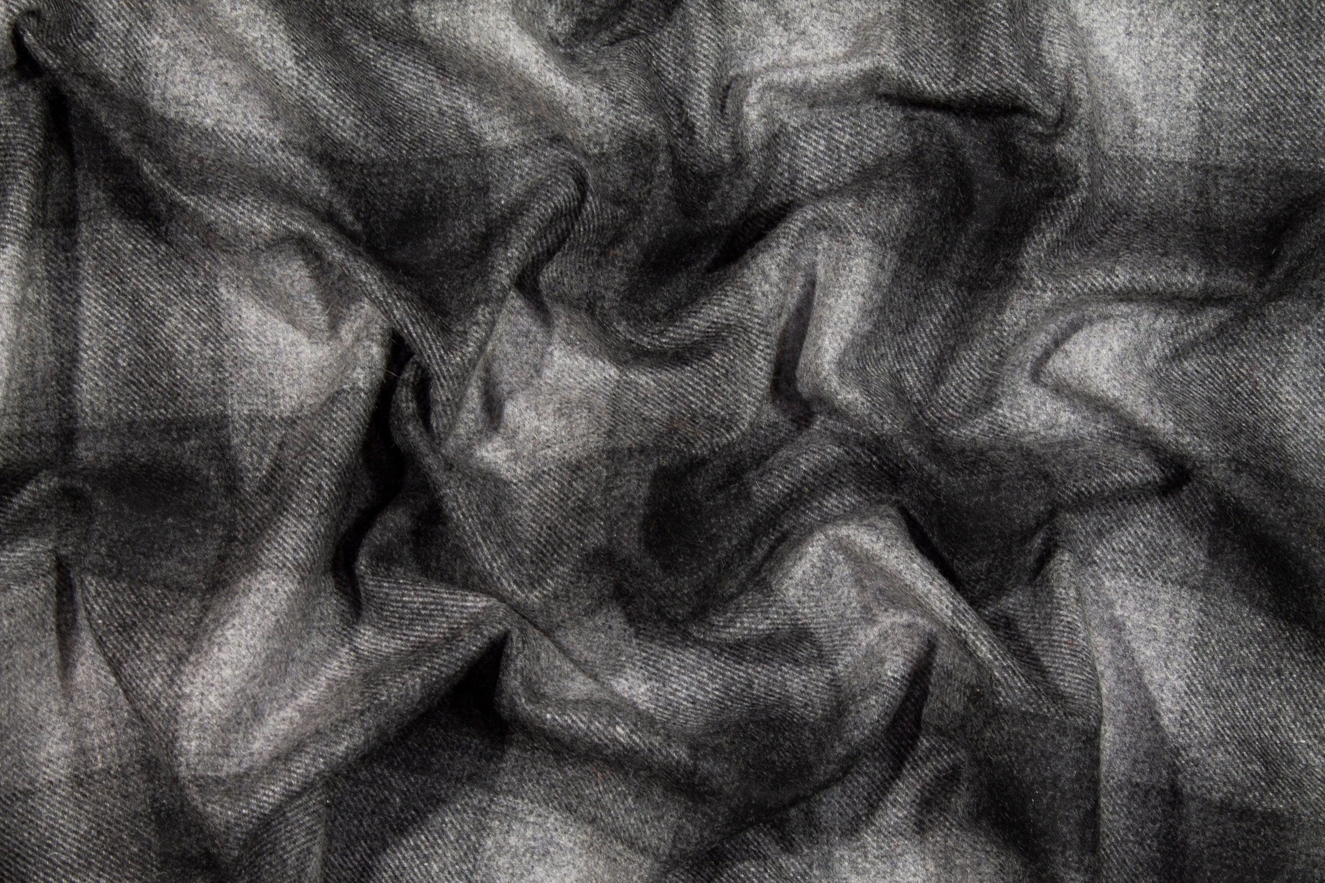 Double Faced Washed Gray Plaid Wool