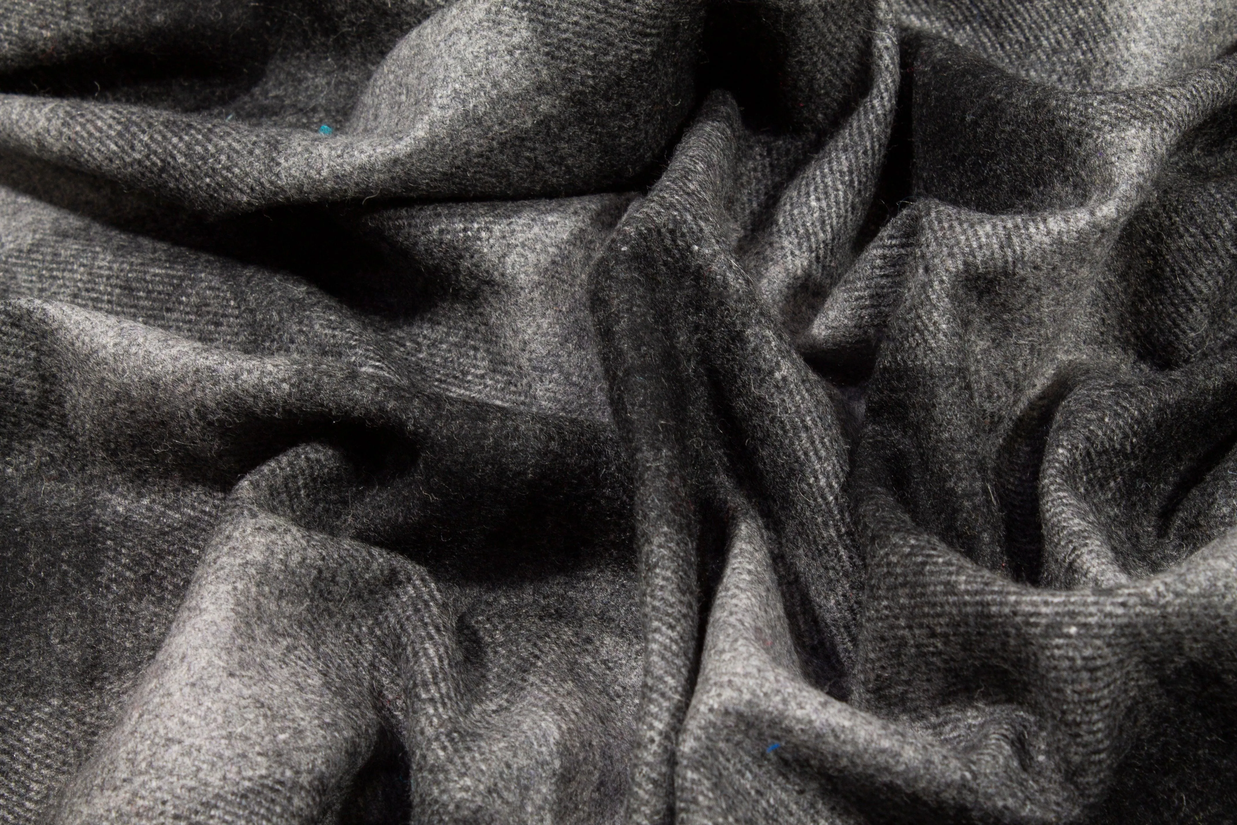 Double Faced Washed Gray Plaid Wool