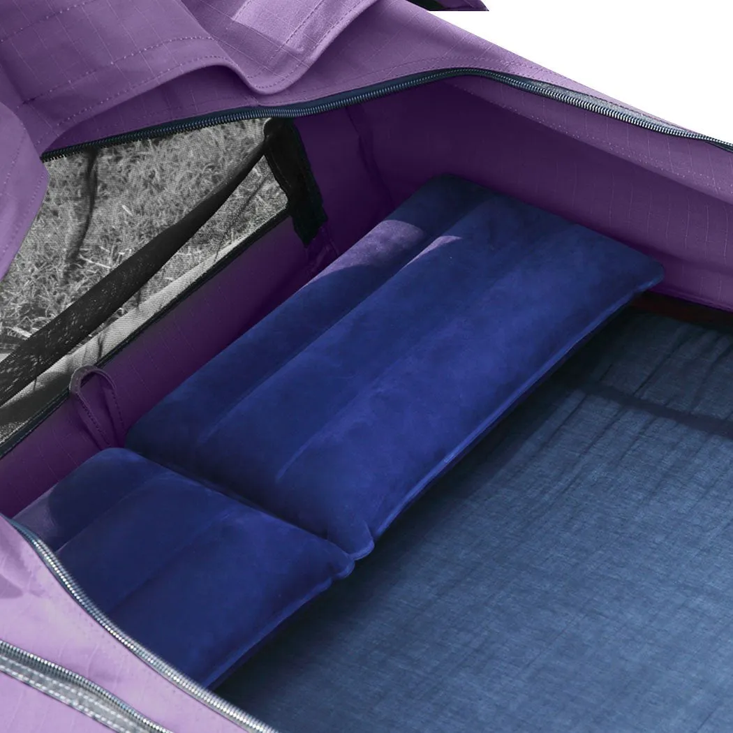 Double Swag Camping Swags Canvas Dome Tent Hiking Mattress Purple