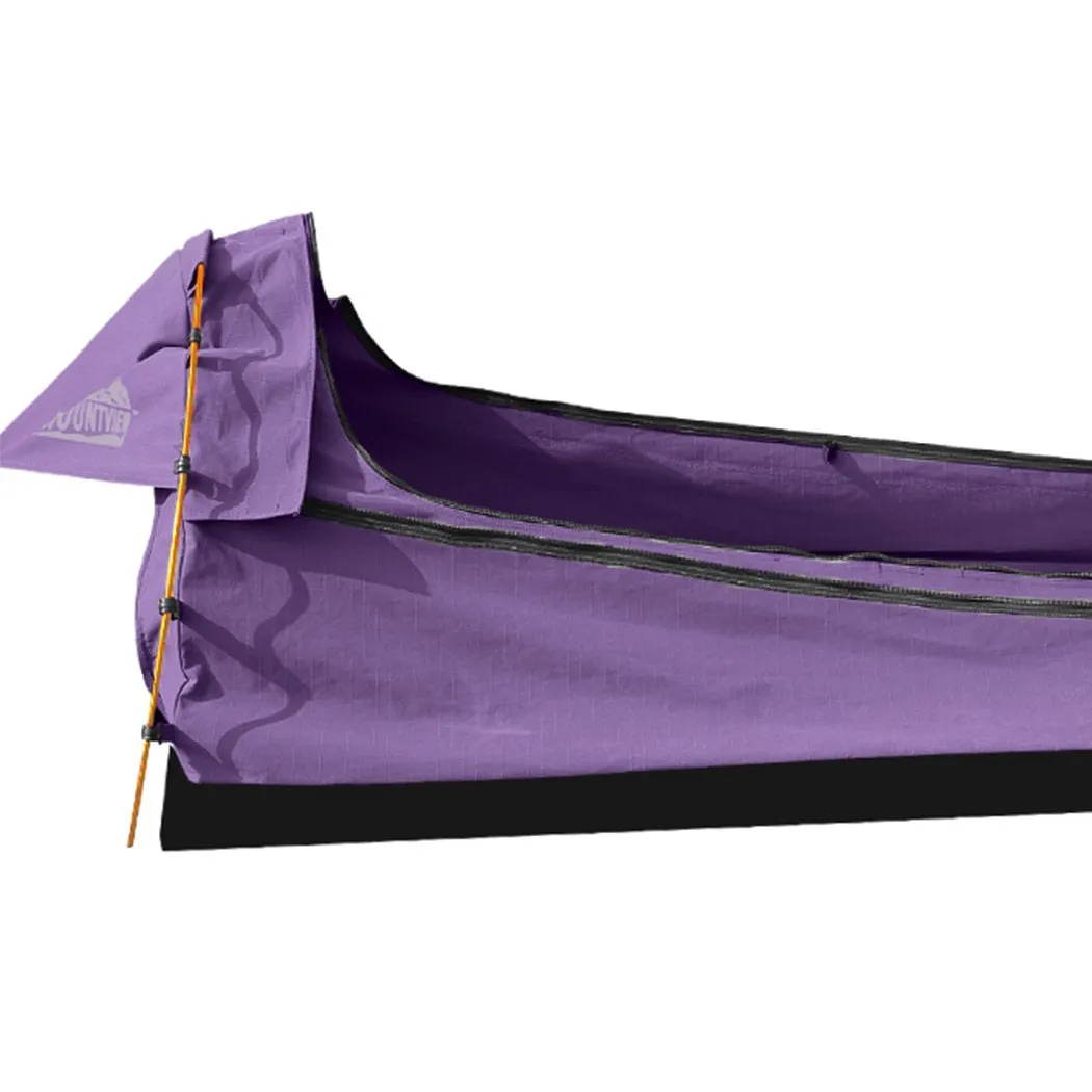 Double Swag Camping Swags Canvas Dome Tent Hiking Mattress Purple