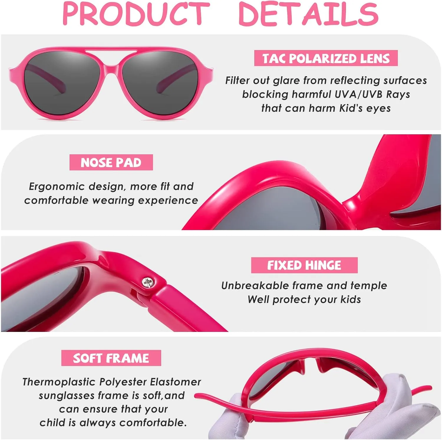 DUCO Polarized Kids Aviator Sunglasses for Boys Girls Flexible Toddler Shades UV Protection Age 3-5 K011