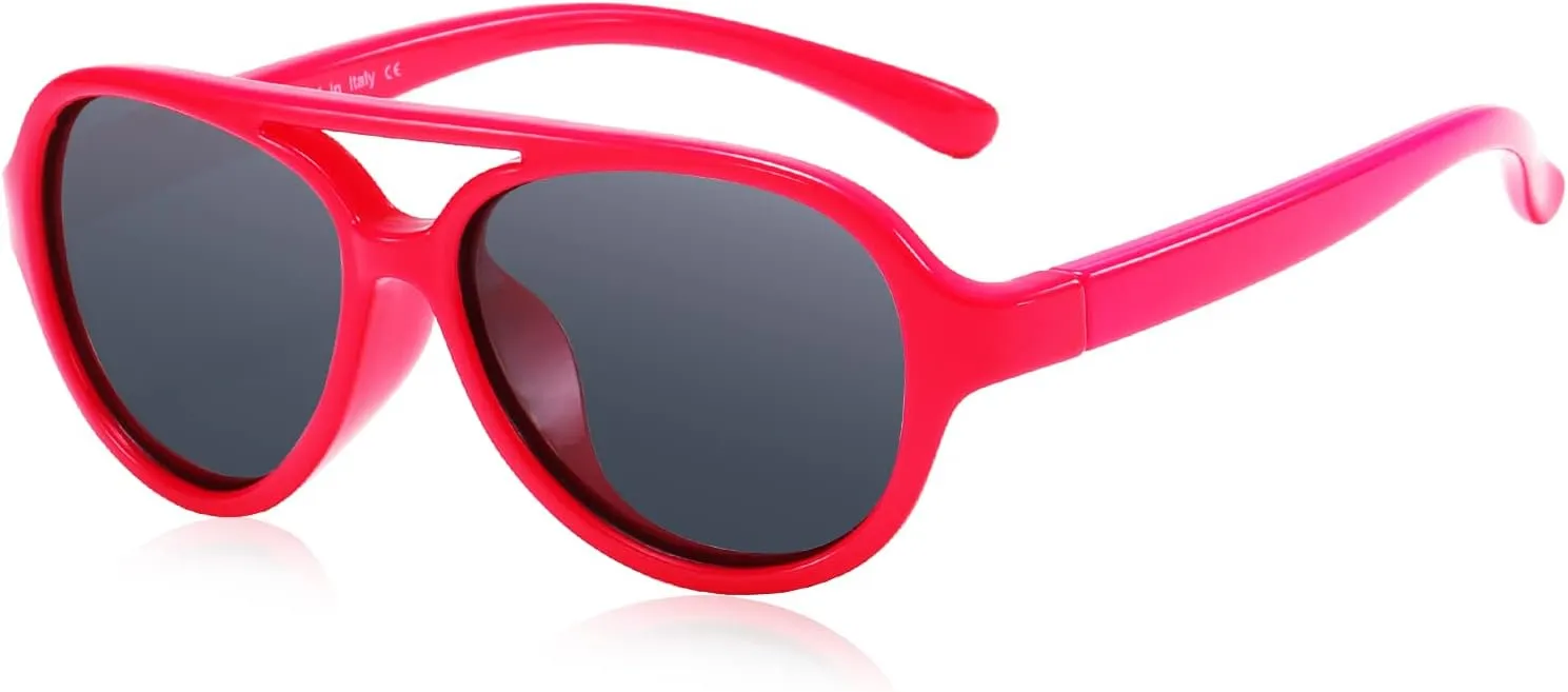 DUCO Polarized Kids Aviator Sunglasses for Boys Girls Flexible Toddler Shades UV Protection Age 3-5 K011