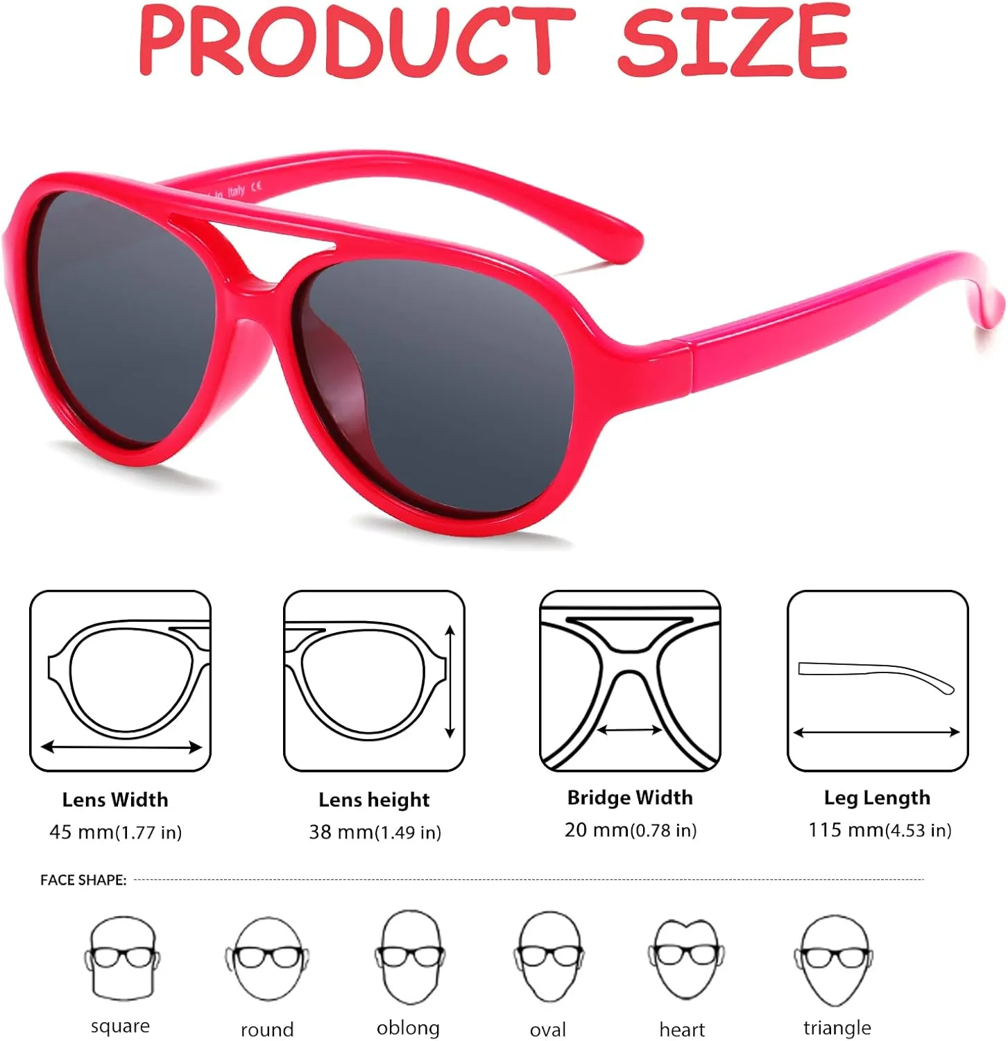 DUCO Polarized Kids Aviator Sunglasses for Boys Girls Flexible Toddler Shades UV Protection Age 3-5 K011