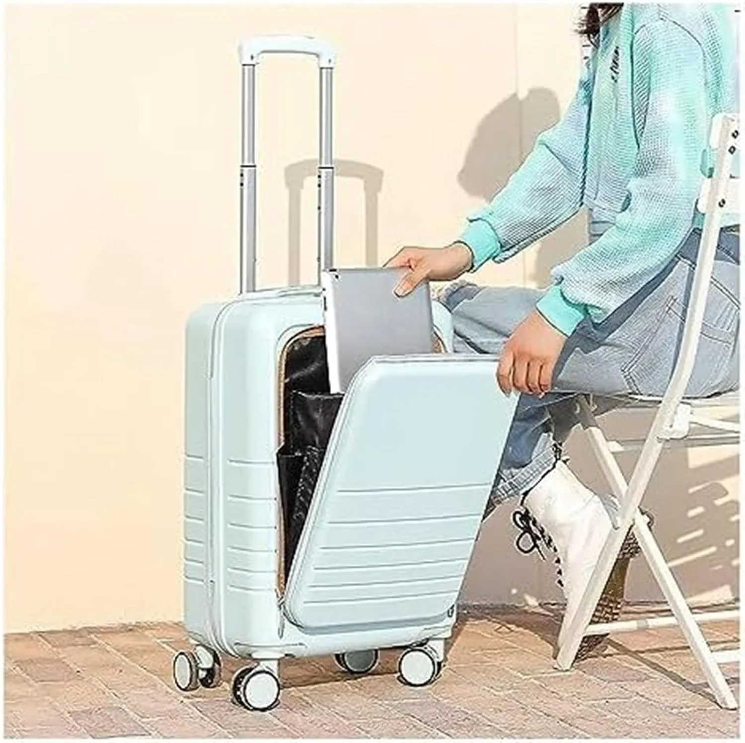 Durable Suitcase for Women Carry On Luggage 14/20in Suitcase 2 Piece Set Spinner Trolley,Durable Travel Luggage Suitcase Retro Suit Case (Color : A, Size : 20 14in)