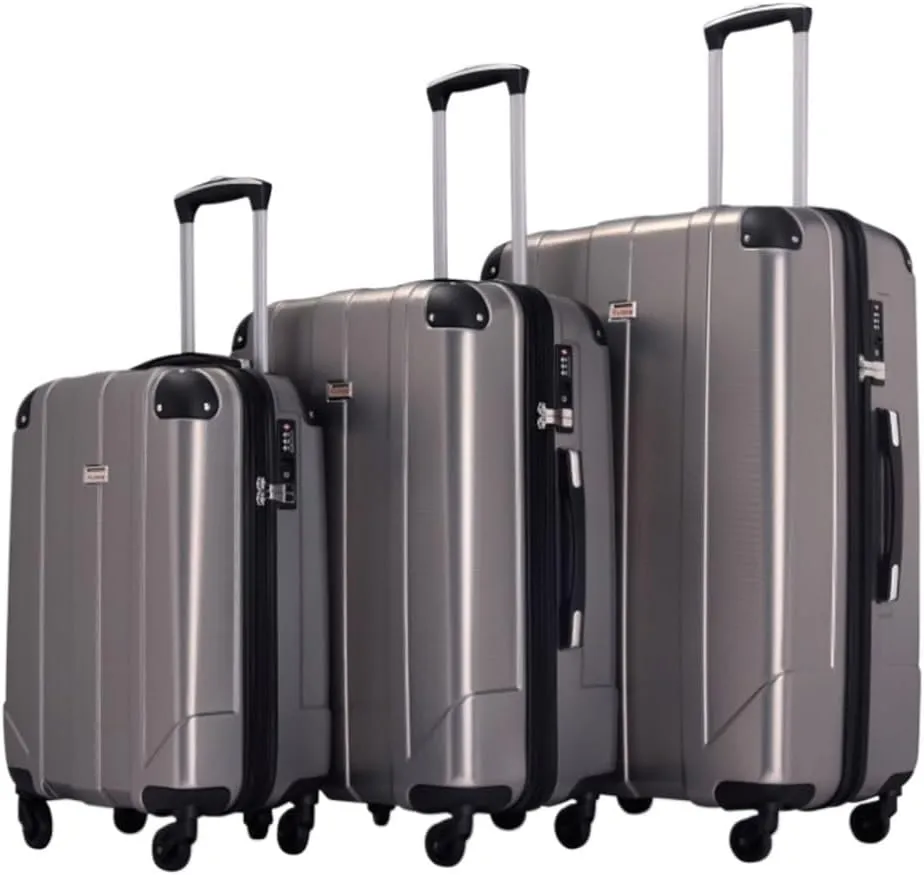 Durable Suitcase for Women Luggage Sets ABS Hardshell 3pcs Lightweight Durable Suitcase Spinner Wheels With TSA Lock Retro Suit Case, 20/24/28inch