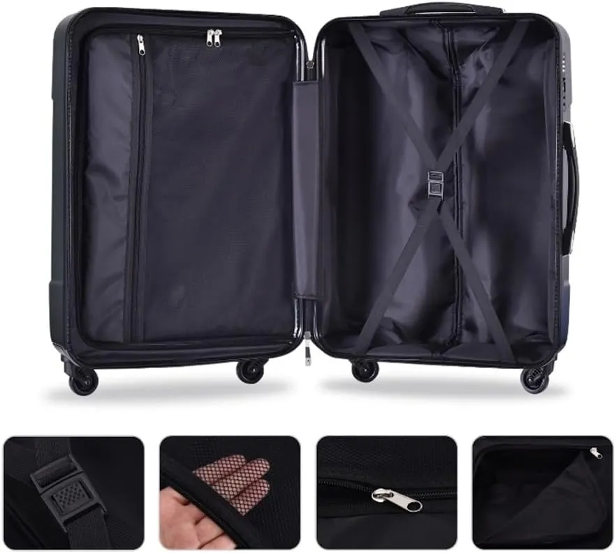 Durable Suitcase for Women Luggage Sets ABS Hardshell 3pcs Lightweight Durable Suitcase Spinner Wheels With TSA Lock Retro Suit Case, 20/24/28inch