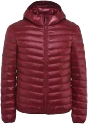 Dvbfufv Men Lightweight Hooded Down Jacket Men Windproof Warm Lightweight Down Jacket Man Solid Parka Coat