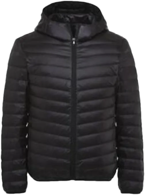 Dvbfufv Men Lightweight Hooded Down Jacket Men Windproof Warm Lightweight Down Jacket Man Solid Parka Coat