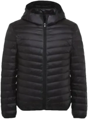 Dvbfufv Men Lightweight Hooded Down Jacket Men Windproof Warm Lightweight Down Jacket Man Solid Parka Coat