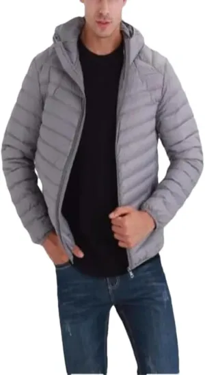 Dvbfufv Men Lightweight Hooded Down Jacket Men Windproof Warm Lightweight Down Jacket Man Solid Parka Coat