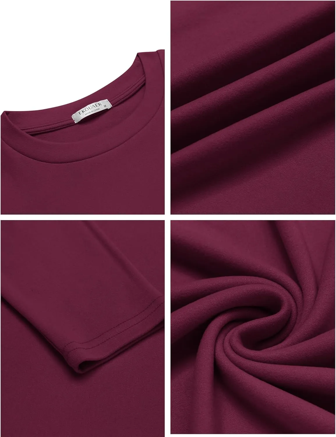 Ekouaer Mens Long Sleeve Shirts Crew Neck Fleece Thermal Undershirts Midweight Sweatshirts Soft Base Layer Pullover Tee Tops