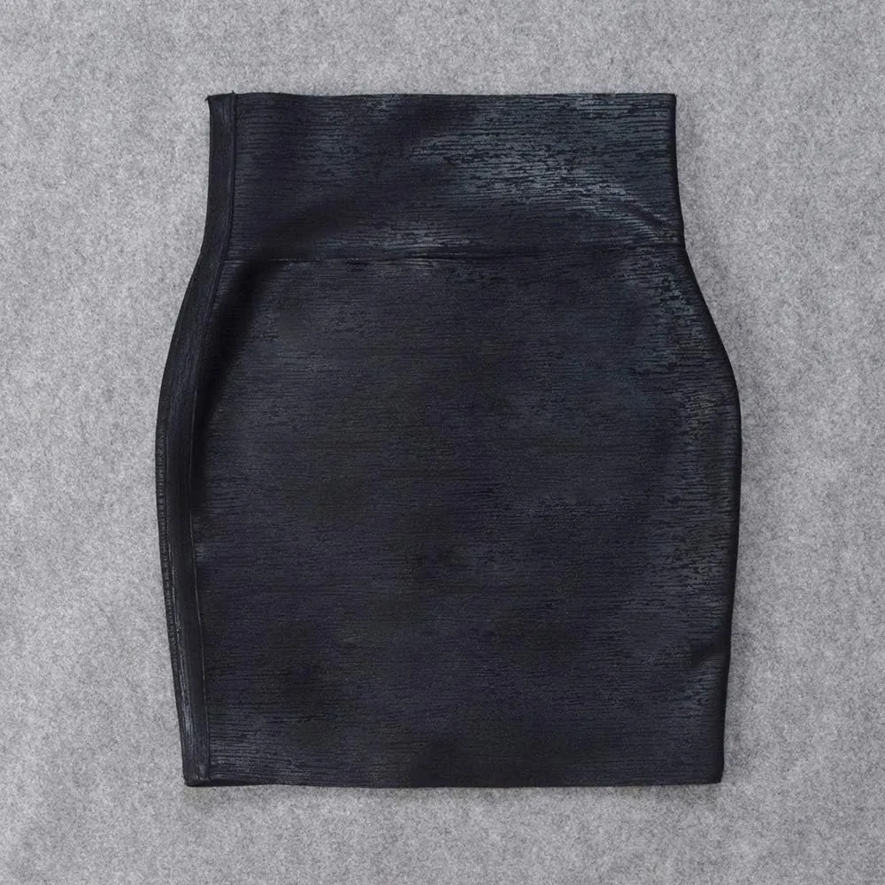 Elastic Leather High Waist Bodycon Mini Skirt